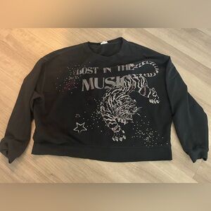 Pilcro Black Lost in the Music Sweatshirt